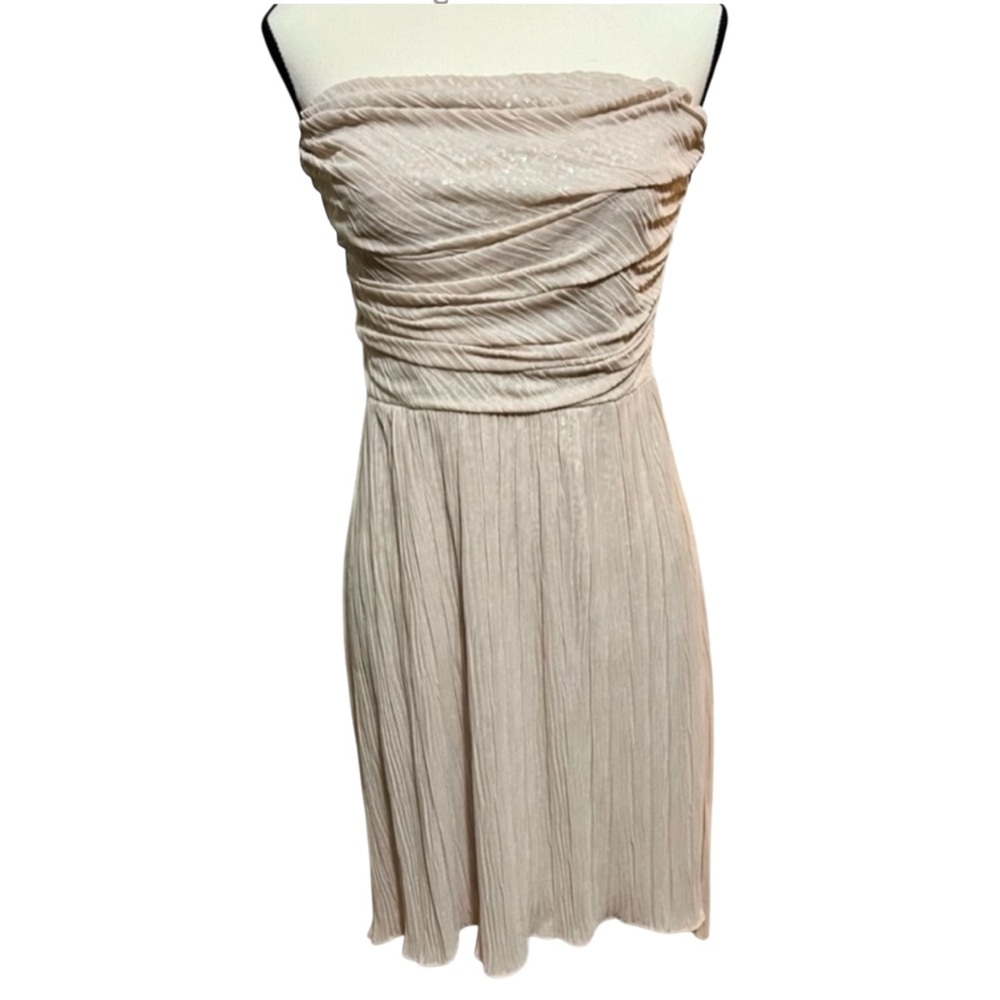 NWT Strapless Blush Pleated Midi Dress – Size: 8